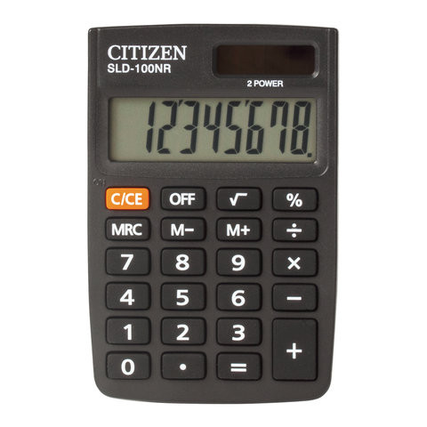Калькулятор карманный CITIZEN SLD-100NR (90х60 мм), 8 разрядов, двойное питание по низкой цене оптом 