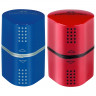 Точилка FABER-CASTELL "Trio Grip 2001", 3 отверстия, 2 контейнера, пластиковая, красная/синяя, 183801
