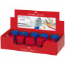 Точилка FABER-CASTELL "Trio Grip 2001", 3 отверстия, 2 контейнера, пластиковая, красная/синяя, 183801