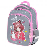 Ранец BRAUBERG QUADRO, 3 отделения, с брелком, "Anime friends", 37х28х18 см, 272022