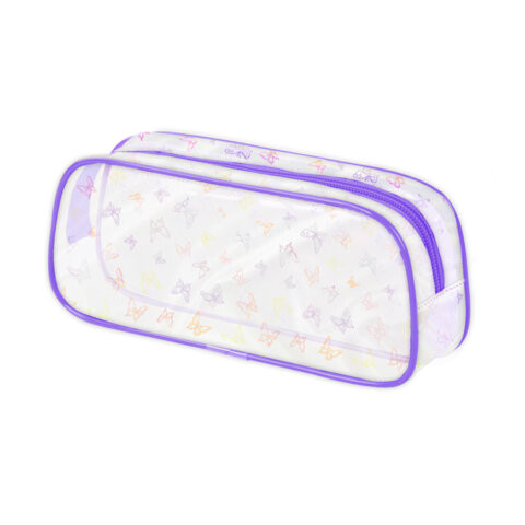 Пенал-косметичка BRAUBERG LUCENT на молнии, прозрачный, "Butterfly", 21х5х9 см, 272344 по низкой цене оптом 