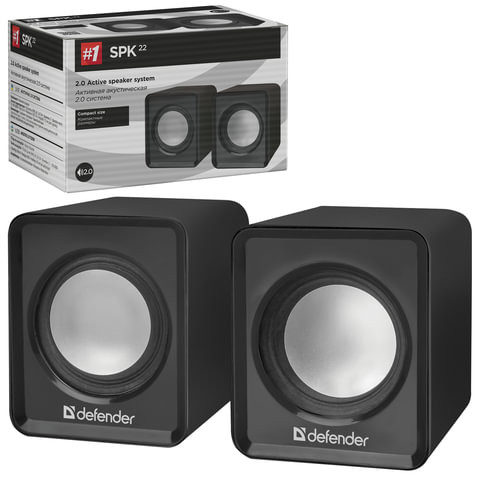 Колонки компьютерные DEFENDER SPK 22, 2.0, 2х2, 5Вт, пластик, черный, 65503 по низкой цене оптом Колонки компьютерные DEFENDER SPK 22, 2.0, 2х2, 5Вт, пластик, черный, 65503 по низкой цене оптом
