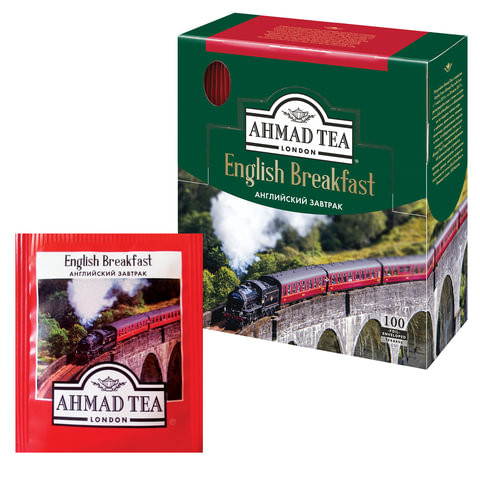 Чай AHMAD (Ахмад) "English Breakfast", черный, 100 пакетиков по 2 г, 600i-08 по низкой цене оптом 