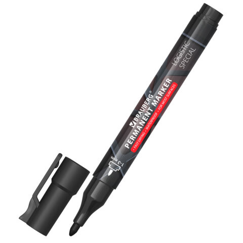 Маркер перманентный с колпачком для вскрытия коробок BRAUBERG LOGISTIC SPECIAL, ЧЕРНЫЙ, 1-3 мм, 152569 по низкой цене оптом 