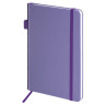 Блокнот А5 135x212мм BRAUBERG "Soft touch" под кожу, резинка, держатель, 80л клетка, сиреневый, 117150 по низкой цене оптом 