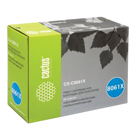 Картридж лазерный CACTUS (CS-C8061X) для HP LaserJet 4100/4100N/4100DTN/4100mfp, ресурс 10000 стр., CS-C8061XR по низкой цене оптом 