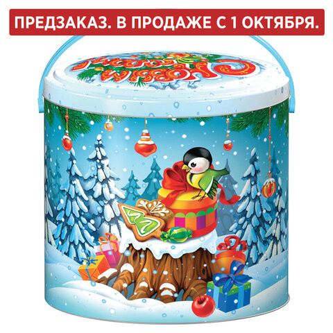Подарок новогодний "СЛАДКОЕЖКА", 600 г, НАБОР конфет, жестяная упаковка с ручкой, МОСУПАК по низкой цене оптом Подарок новогодний "СЛАДКОЕЖКА", 600 г, НАБОР конфет, жестяная упаковка с ручкой, МОСУПАК по низкой цене оптом
