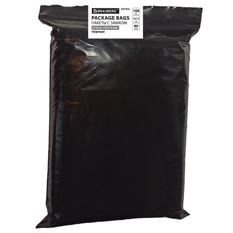Пакеты ZIP-LOCK ОЧЕНЬ ПРОЧНЫЕ, комплект 100шт, 10x15cм, ПВД, 80мкм., ЧЁРНЫЕ, BRAUBERG по низкой цене оптом 