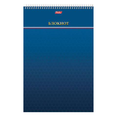 Блокнот БОЛЬШОЙ ФОРМАТ (195х297 мм) А4, 80 л., спираль, картон, подложка, клетка, HATBER, "Синий", 111080, 80Б4В1сп_14380 по низкой цене оптом 