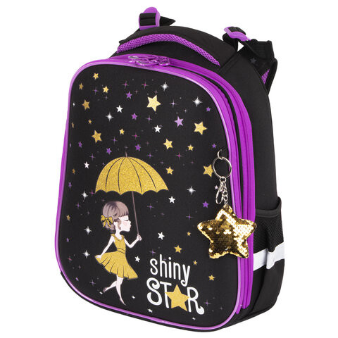 Ранец BRAUBERG PREMIUM, 2 отделения, с брелком, "Shiny star", 38х29х16 см, 229903 по низкой цене оптом 