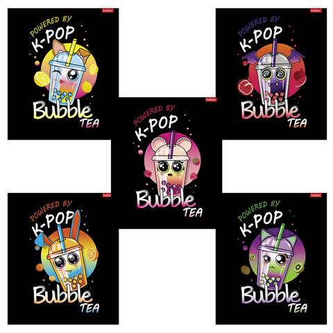 Тетрадь А5 48л. HATBER скоба, клетка, глянцевая ламинация, Bubble tea (микс в спайке), 48Т5лВ1 по низкой цене оптом 