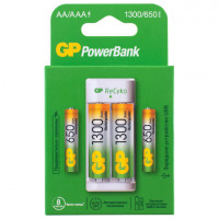 Зарядное устройство GP с аккумуляторами, AA 1300 mAh 2 шт. + AAA 650 mAh 2 шт., E211130/65-2CRB4, E21113065-2CRB4