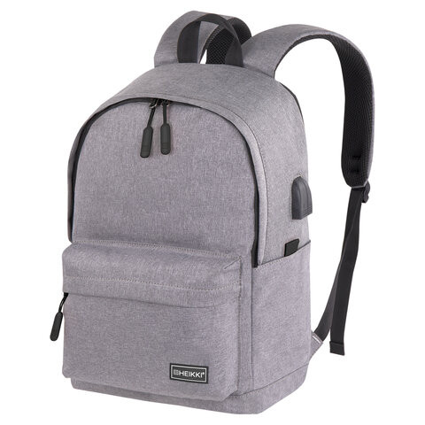 Рюкзак HEIKKI ACTIVE (ХЕЙКИ) универсалный, отд. для ноутбука, USB-порт, серый, 44х31х14 см, 272561 по низкой цене оптом Краснодар, Москва, Уфа, Казань, Барнаул, Владивосток, Хабаровск, Сахалин, Красноярск, Екатеренбург, 