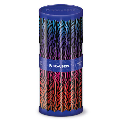 Ручка шариковая BRAUBERG SOFT TOUCH GRIP "NEON ZEBRA", СИНЯЯ, мягкое покрытие, узел 0,7 мм, 143721 по низкой цене оптом 