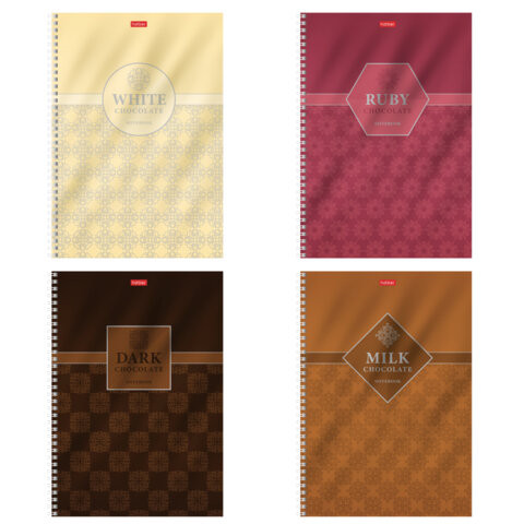 Тетрадь А4 96л. HATBER гребень, клетка, металлизирован.картон, выбороч.лак, Chocolate (микс), 083451, 96Т4мтлВ1гр по низкой цене оптом 