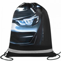 Мешок для обуви BRAUBERG KIDS, светоотражающая полоса, 46х36 см, Dark car, 273439