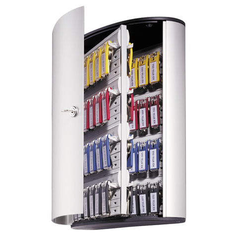 Шкафчик для ключей DURABLE (Германия) KEY BOX, 302x400x118 мм, на 72 ключа, +6 брелоков, серебристый, 1955-23 по низкой цене оптом 