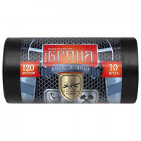 Мешки для мусора 120л ПРОЧНЫЕ черные, в рулоне 10шт ПВД 60 мкм 2-х слойные, 70x110 см, ВР-0010