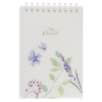 Блокнот МАЛЫЙ ФОРМАТ А6 80 л., мягкий гребень, пластик, фольга, клетка, HATBER, BLUE FLOWERS, 090245, 80Б6A1мс_33478