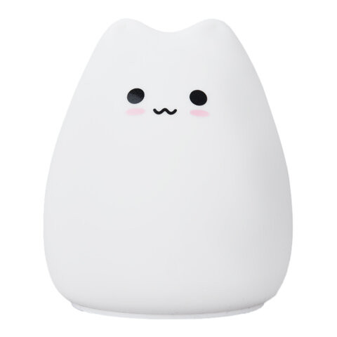 Ночник силиконовый LED "Котик" 90x89x102 мм, белый свет/RGB, таймер, USB, аккумулятор 400 мАч, DASWERK, 238935 по низкой цене оптом 