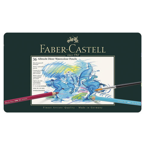 Карандаши цветные акварельные художественные FABER-CASTELL "Albrecht Durer", 36 цветов, металлическая коробка, 117536 по низкой цене оптом 