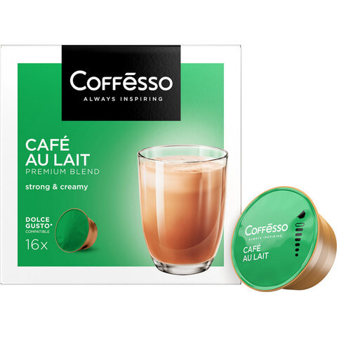 Кофе в капсулах COFFESSO "Cafe au lait l" для кофемашин Dolce Gusto, 16 порций, ш/к 0, 102506 по низкой цене оптом 