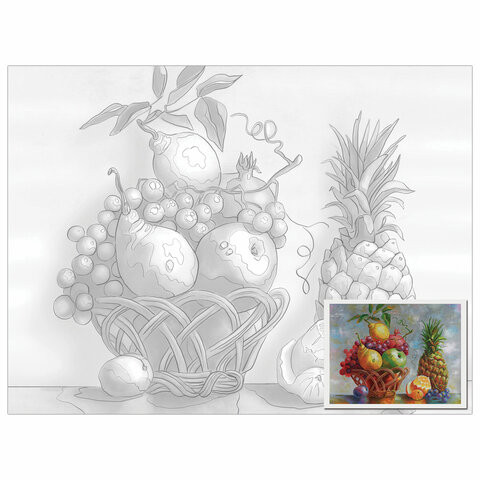 Холст на картоне с контуром BRAUBERG ART CLASSIC "НАТЮРМОРТ", 30х40см, грунтованный, хлопок, 191548 по низкой цене оптом Краснодар, Москва, Уфа, Казань, Барнаул, Владивосток, Хабаровск, Сахалин, Красноярск, Екатеренбург, 