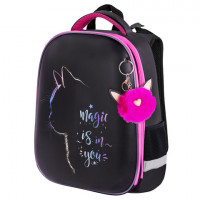 Ранец BRAUBERG SHINY, 2 отделения, с брелком, "Magic cat", 38х28х14 см, 271381