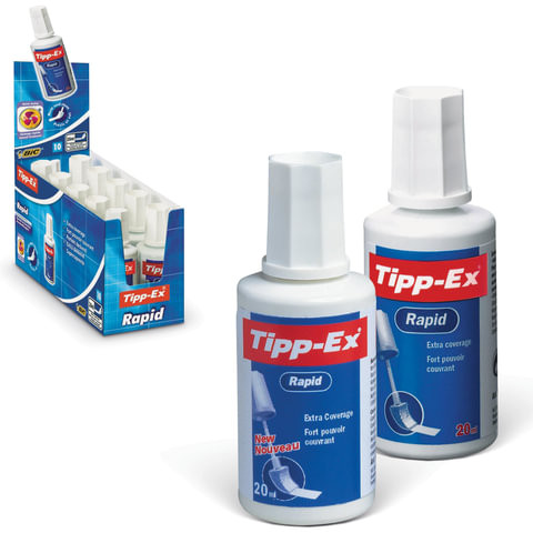 Корректирующая жидкость с губкой BIC "Tipp-ex Rapid", 20 мл, 8859943 по низкой цене оптом Краснодар, Москва, Уфа, Казань, Барнаул, Владивосток, Хабаровск, Сахалин, Красноярск, Екатеренбург, 