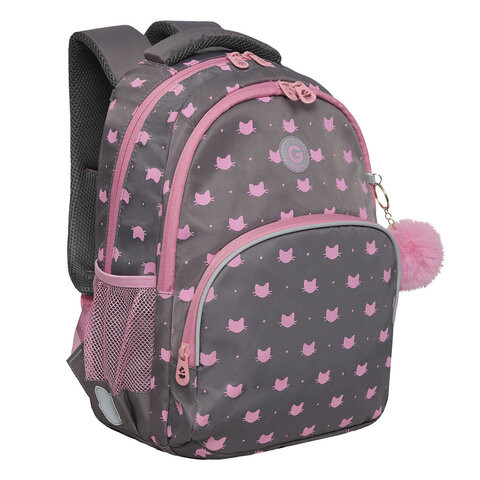 Рюкзак GRIZZLY школьный, анатом. спинка, 2 отделения, д/дев., PINK CATS, 40х27х20 см,, RG-360-5/2 по низкой цене оптом 