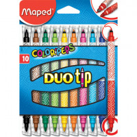Фломастеры двусторонние MAPED (Франция) "Color'Peps Duo Tip" 10 цветов, пишущие узлы 2 и 3,9 мм, суперсмываемые, 849010
