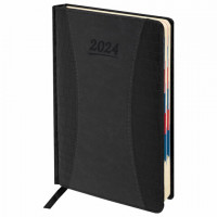 Ежедневник датированный 2024 А5 148х218мм GALANT CombiContract, под кожу, черный, 114761
