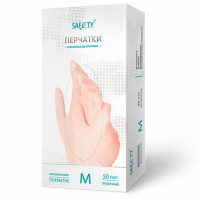 Перчатки виниловые смотровые 50 пар (100 штук) размер M (средний) прозрачные SAF&TY