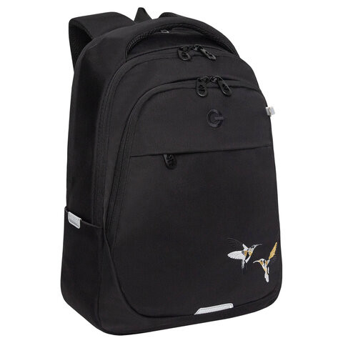 Рюкзак GRIZZLY школьный, анатомическая спинка, 2 отделения, для девочек, "COLIBRI", чёрный, 40х29х20 см, RD-540-2/4 по низкой цене оптом 