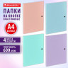 Папка на кнопке пластиковая BRAUBERG PASTEL, А4, 3 клапана, 600 мкм, цвета ассорти, 272886 по низкой цене оптом 