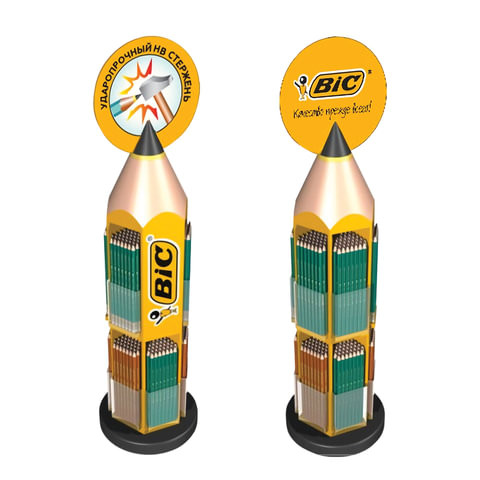 Дисплей настольный для размещения карандашей BIC, 21х21х90 см, 11 отделений, БЕЗ НАПОЛНЕНИЯ, 944859 по низкой цене оптом 