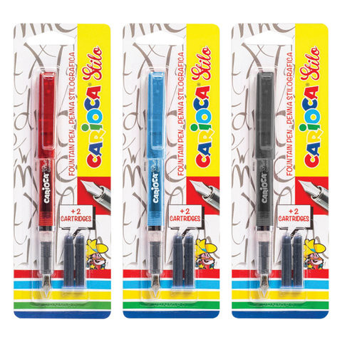 Ручка перьевая CARIOCA "Stilo", иридиевое перо, 2 сменных картриджа, корпус ассорти, Италия, 42303 по низкой цене оптом 