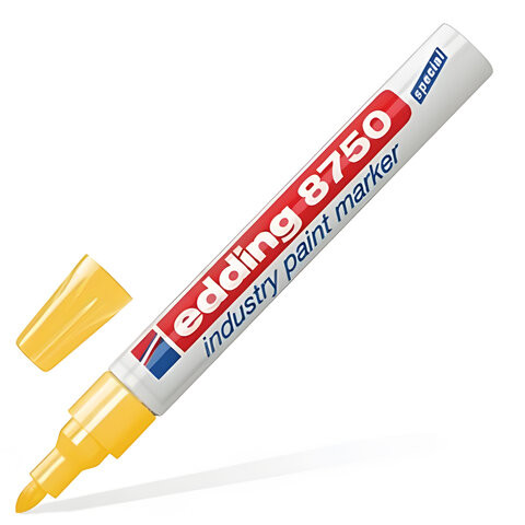 Маркер-краска лаковый (paint marker) EDDING 8750, ЖЕЛТЫЙ, 2-4 мм, круглый наконечник, алюминиевый корпус, Е-8750/5 по низкой цене оптом 