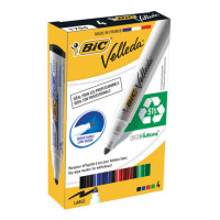 Маркеры стираемые для белой доски НАБОР 4 ЦВЕТА, BIC "Velleda", 1,4-5 мм, 904941