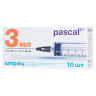Шприц 3-х компонентный PASCAL, 3 мл, КОМПЛЕКТ 10 шт., в коробке, игла 0,7х40 - 22G, 120307 по низкой цене оптом 