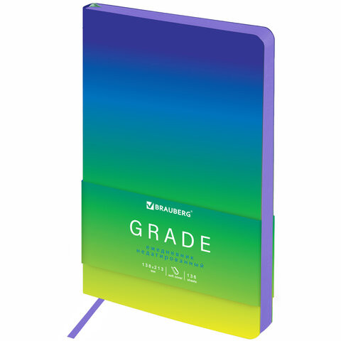 Ежедневник недатированный А5 138х213 мм, BRAUBERG "Gradient", под кожу, 136 л., синий-зелёный, 114460 по низкой цене оптом 
