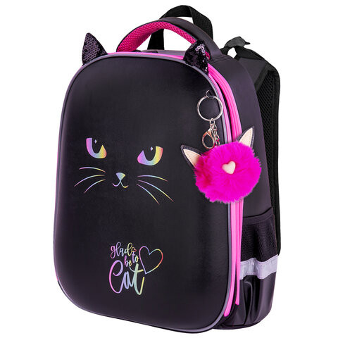 Ранец BRAUBERG SHINY, 2 отделения, с брелком, "Glad to be cat", 38х28х14 см, 271382 по низкой цене оптом 