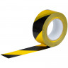 Клейкая лента разметочная 50 мм х 50 м, желто-черная, UNIBOB, основа-ПВХ, европодвес, 48905