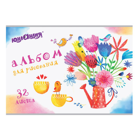 Альбом для рисования, А4, 32 листа, скоба, обложка картон, ЮНЛАНДИЯ, 202х285 мм, "Летняя феерия" (1 вид), 105066 по низкой цене оптом 