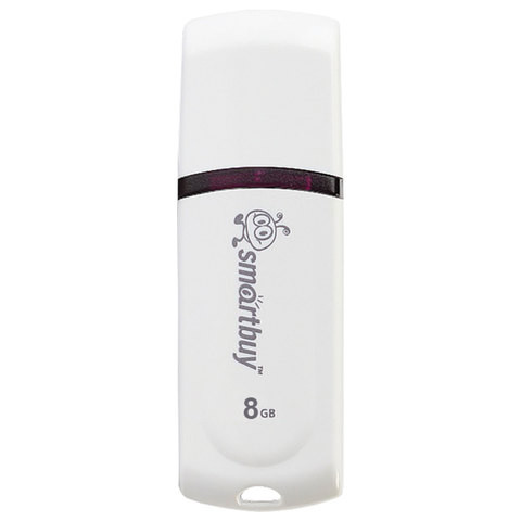 Флеш-диск 8 GB, SMARTBUY Paean, USB 2.0, белый, SB8GBPN-W по низкой цене оптом Краснодар, Москва, Уфа, Казань, Барнаул, Владивосток, Хабаровск, Сахалин, Красноярск, Екатеренбург, 