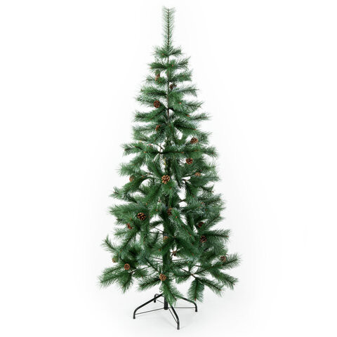 Ель новогодняя искусственная "Velvet Pinewood" 180 см, с инеем и шишками, ПВХ, ЗОЛОТАЯ СКАЗКА, 591704 по низкой цене оптом 