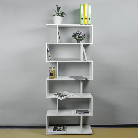 Стеллаж BRABIX "Scandi SH-008", 730х250х1760мм, 6 секций, ЛДСП, белый, 641897, ЦБ013658-1 по низкой цене оптом Краснодар, Москва, Уфа, Казань, Барнаул, Владивосток, Хабаровск, Сахалин, Красноярск, Екатеренбург, 