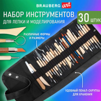 Набор инструментов для лепки и моделирования, 30 шт в скрутке, BRAUBERG ART CLASSIC,, 271176