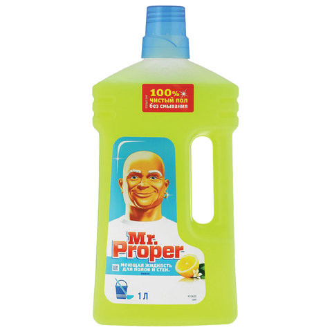 Средство для мытья пола и стен 1 л, MR. PROPER (Мистер Пропер) "Лимон", 1008196 по низкой цене оптом 