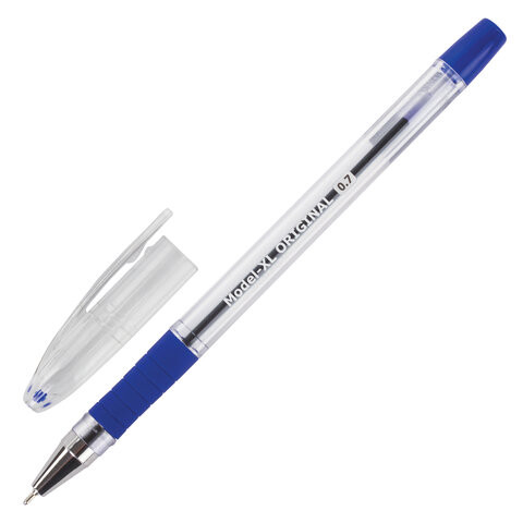 Ручка шариковая масляная с грипом BRAUBERG "Model-XL" ORIGINAL, СИНЯЯ, узел 0,7 мм, линия письма 0,35 мм, 143242 по низкой цене оптом Краснодар, Москва, Уфа, Казань, Барнаул, Владивосток, Хабаровск, Сахалин, Красноярск, Екатеренбург, 